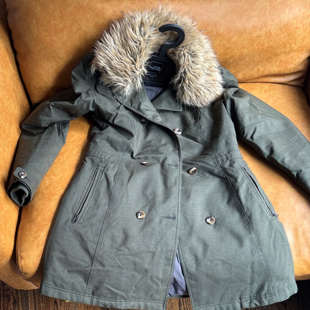 The North Face Olive Fur-Trimmed Jacket